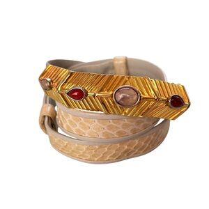 JUDITH LEIBER Exotic Leather Jeweled Vintage Adjustable Belt